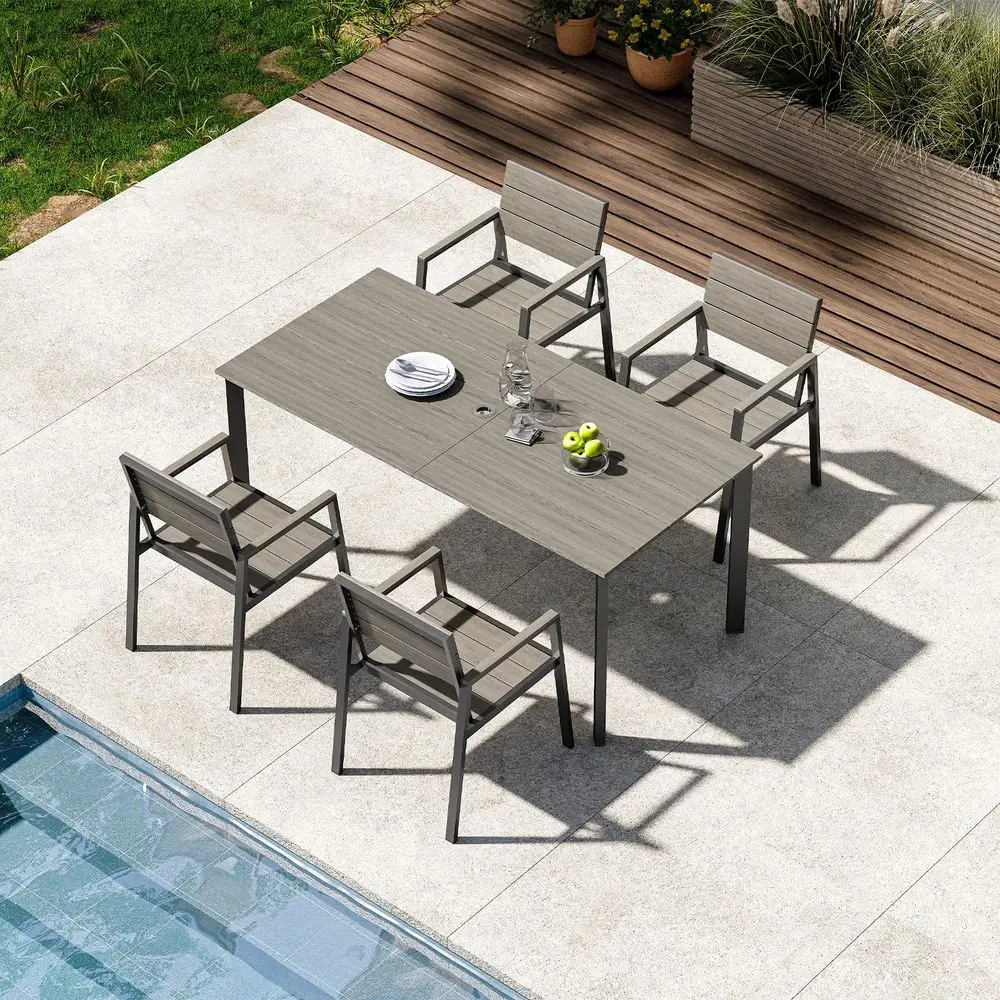Dining Set for 4, Aluminum Patio HDPS Outdooor Table and Chairs Set with Umbrella Hole, All Weather Patio Furniture Set, 5 Peic
Dining Set for 4, Aluminum Patio HDPS Outdooor Table and Chairs Set with Umbrella Hole, All Weather Patio Furniture Set, 5 Peic