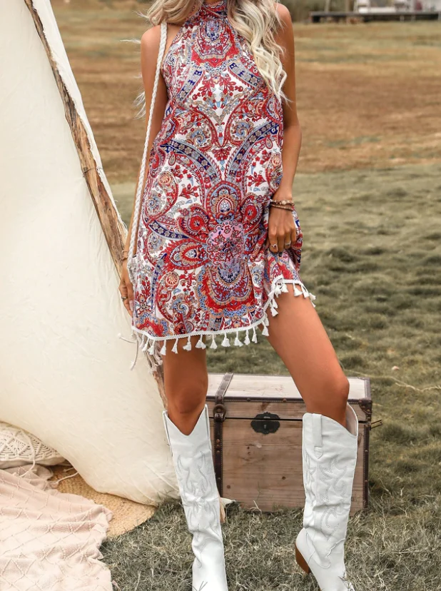 Summer Dress Woman 2025 Vintage Y2K Floral Print Round Neck Sleeveless Vest Dress Niche Loose Elegant Tassel Hem A-Line Dress
Summer Dress Woman 2025 Vintage Y2K Floral Print Round Neck Sleeveless Vest Dress Niche Loose Elegant Tassel Hem A-Line Dress