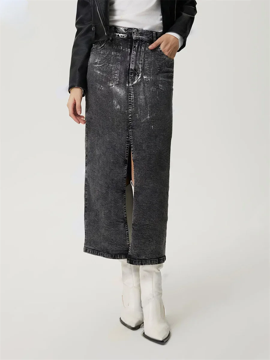Fashion Y2k Front Split Denim Skirt Women's American Retro Pockets High Waist Streetwear Jean Long Skirts New
Fashion Y2k Front Split Denim Skirt Women's American Retro Pockets High Waist Streetwear Jean Long Skirts New