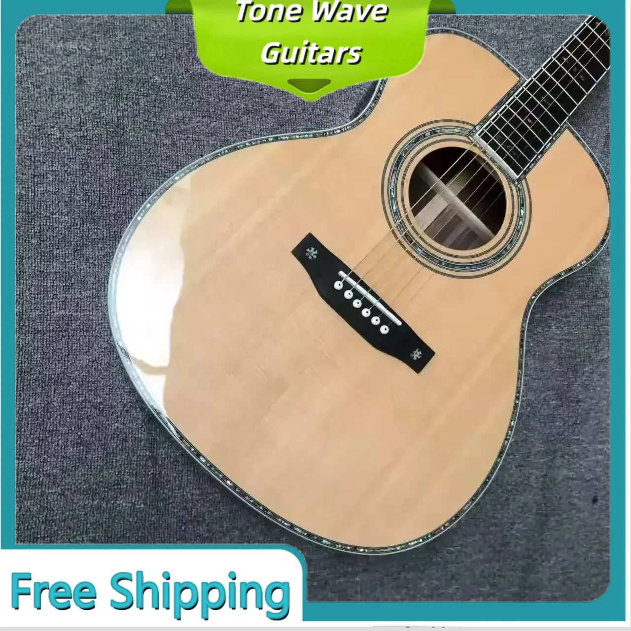 6 String 39 Inch OM42 Acoustic Guitar Solid Top HPL FingerBoard Picea Asperata Body Abalone Shell Inlaid Premium Gift
6 String 39 Inch OM42 Acoustic Guitar Solid Top HPL FingerBoard Picea Asperata Body Abalone Shell Inlaid Premium Gift