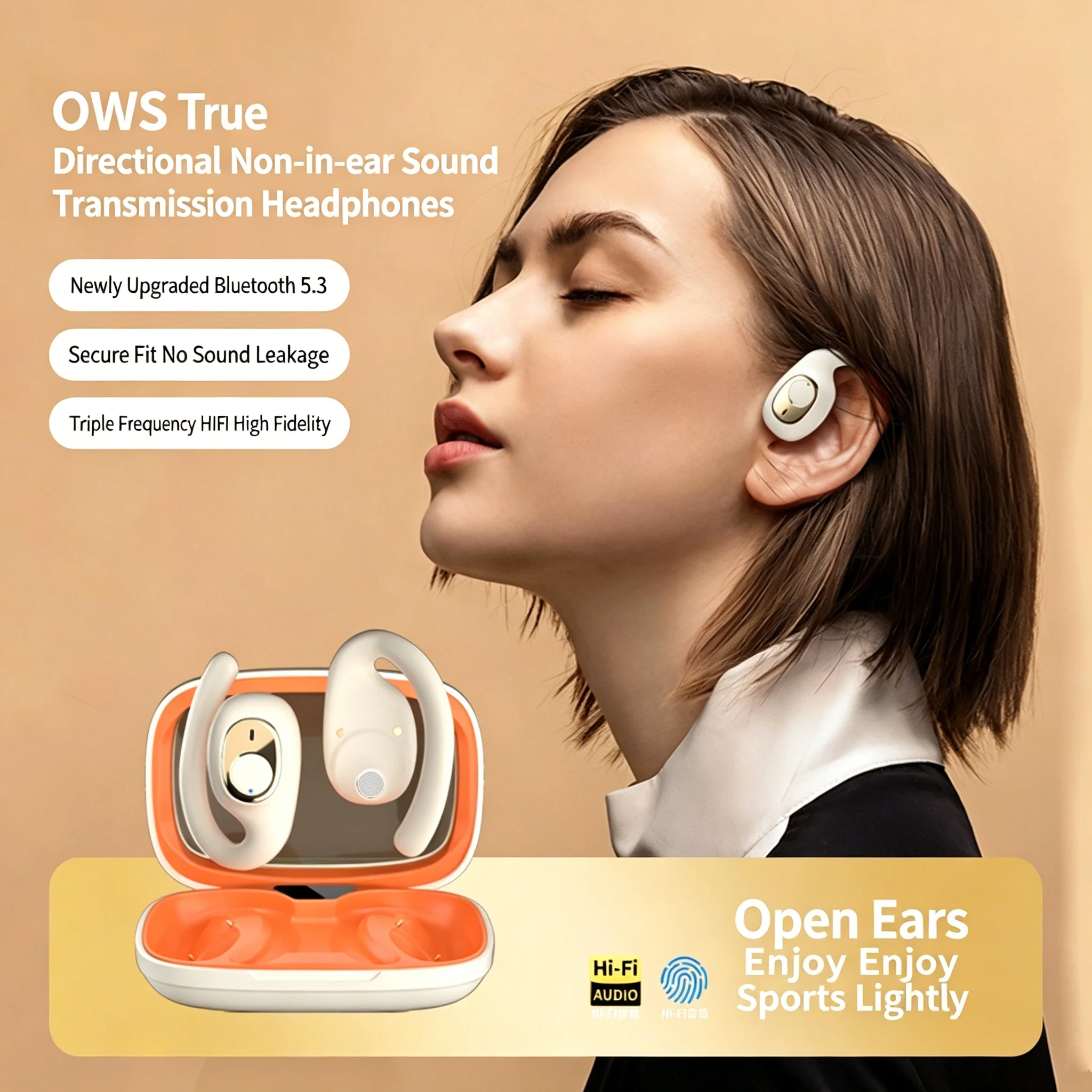 Open Style Wireless Earphones with Mic Bluetooth 5.3 24H Long Battery Life 360 ° Panoramic Surround Sound Non In Ear Earbuds
Open Style Wireless Earphones with Mic Bluetooth 5.3 24H Long Battery Life 360 ° Panoramic Surround Sound Non In Ear Earbuds