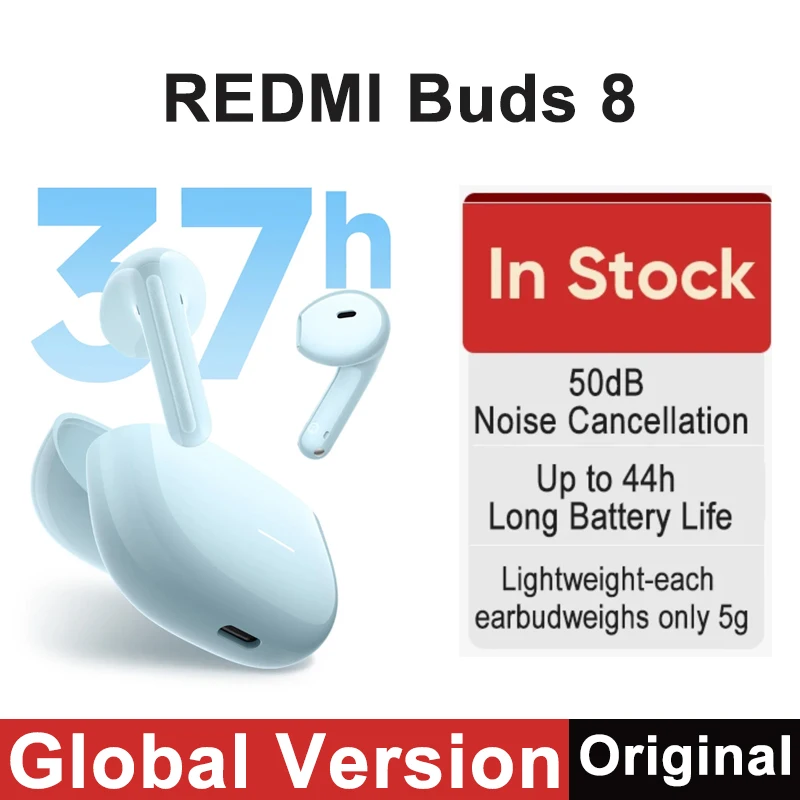 Global Version Redmi Buds 8 TWS Earphone 50dB Noise Cancellation Up to 44 Hours of Playback Bluetooth 5.4 Headphone Lightweight
Global Version Redmi Buds 8 TWS Earphone 50dB Noise Cancellation Up to 44 Hours of Playback Bluetooth 5.4 Headphone Lightweight