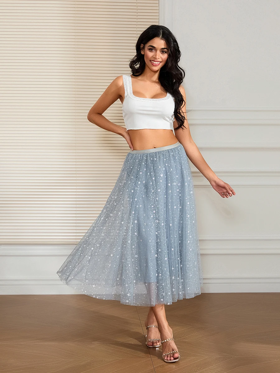 New Fashion Women Starry Sky Mesh Tutu Skirt Sequin Glitter Layered Tulle Maxi Skirt A-Line Party Skirt Dress Club Street Style
New Fashion Women Starry Sky Mesh Tutu Skirt Sequin Glitter Layered Tulle Maxi Skirt A-Line Party Skirt Dress Club Street Style