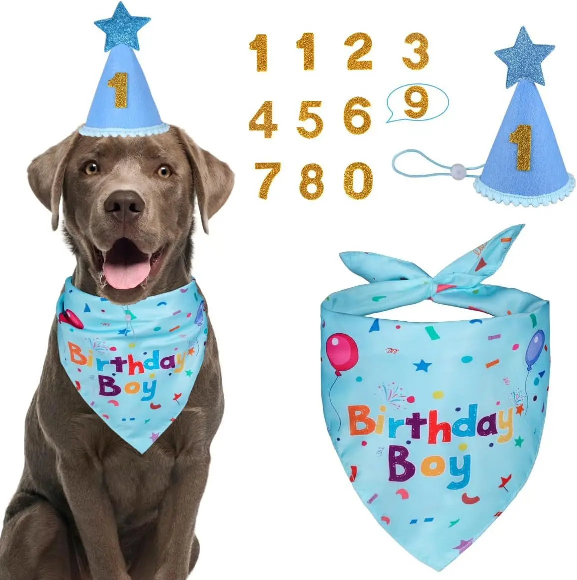 Blue Birthday Barkday Scarf for Dogs Cats 3PC Pet Crown Neckwear Set Summer Celebration Party Favor Bandana for Boy/ Girl Pet
Blue Birthday Barkday Scarf for Dogs Cats 3PC Pet Crown Neckwear Set Summer Celebration Party Favor Bandana for Boy/ Girl Pet