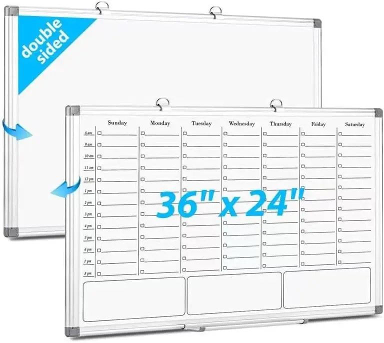 Weekly Dry Erase Board 36x24 for Wall, Double-Sided Magnetic Whiteboard with Hourly Slots, Planning, To Do List, Home Office
Weekly Dry Erase Board 36x24 for Wall, Double-Sided Magnetic Whiteboard with Hourly Slots, Planning, To Do List, Home Office