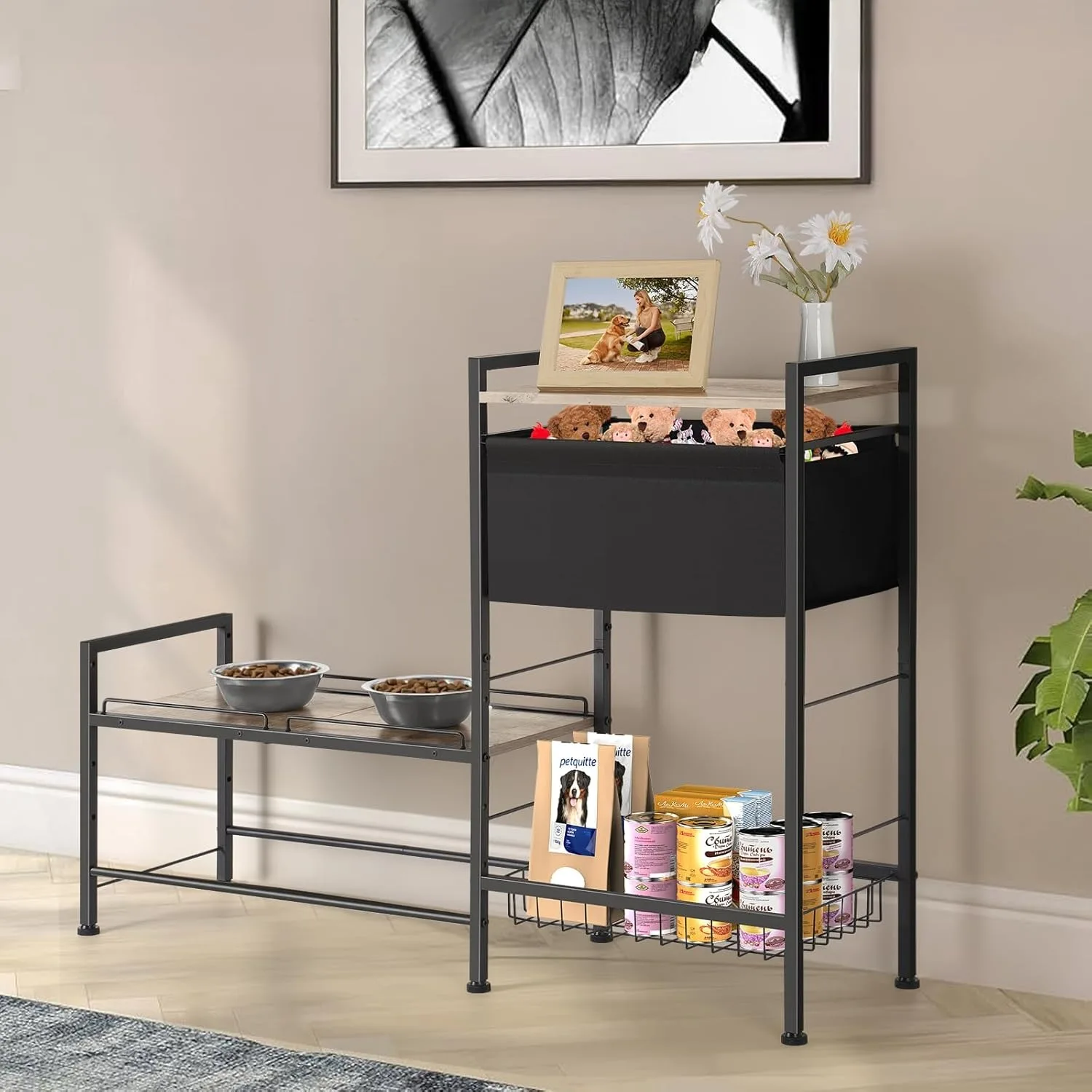 Adjustable Height Dog Bowl Stand with Storage Shelf & Raised Food/Toy Bin - for Medium/Small Dogs
Adjustable Height Dog Bowl Stand with Storage Shelf & Raised Food/Toy Bin - for Medium/Small Dogs