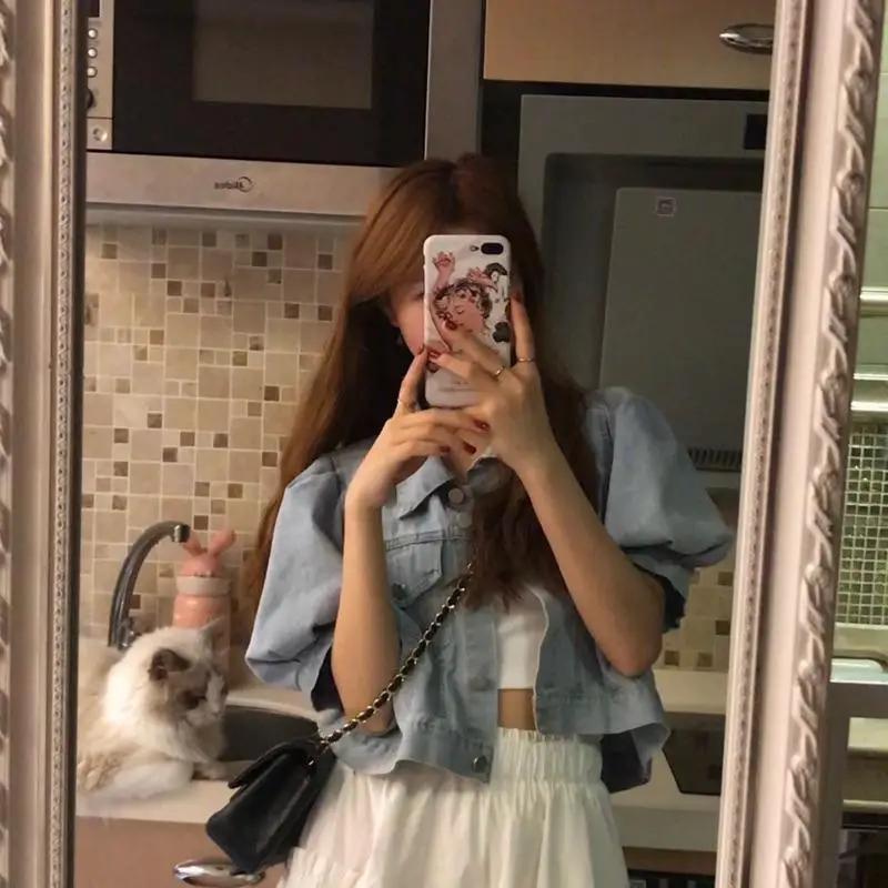 Корейское свободное летнее тонкое джинсовое пальто для женщин ort Sve Top, универсальный открытый кардиган, чистый цвет
Корейское свободное летнее тонкое джинсовое пальто для женщин ort Sve Top, универсальный открытый кардиган, чистый цвет