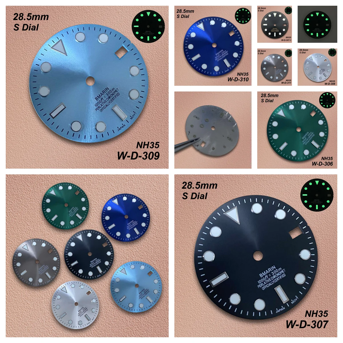 28.5mm S Logo NH35 Dial SUB DIal Suitable For NH35/NH36 Movement Green Luminous NH35 High Quality Watch Modification Accessories
28.5mm S Logo NH35 Dial SUB DIal Suitable For NH35/NH36 Movement Green Luminous NH35 High Quality Watch Modification Accessories