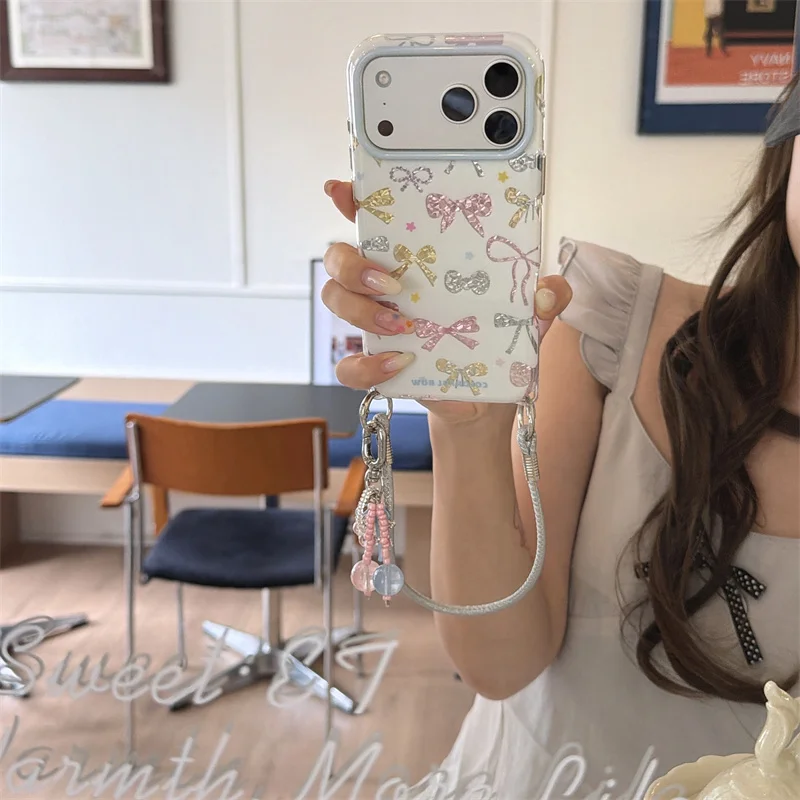 Cute Glitter Bow Clear Phone Case For iPhone 15 16 17 Promax Luxury Shockproof Cover With Wrist Strap Chain Girly Coque New
Cute Glitter Bow Clear Phone Case For iPhone 15 16 17 Promax Luxury Shockproof Cover With Wrist Strap Chain Girly Coque New