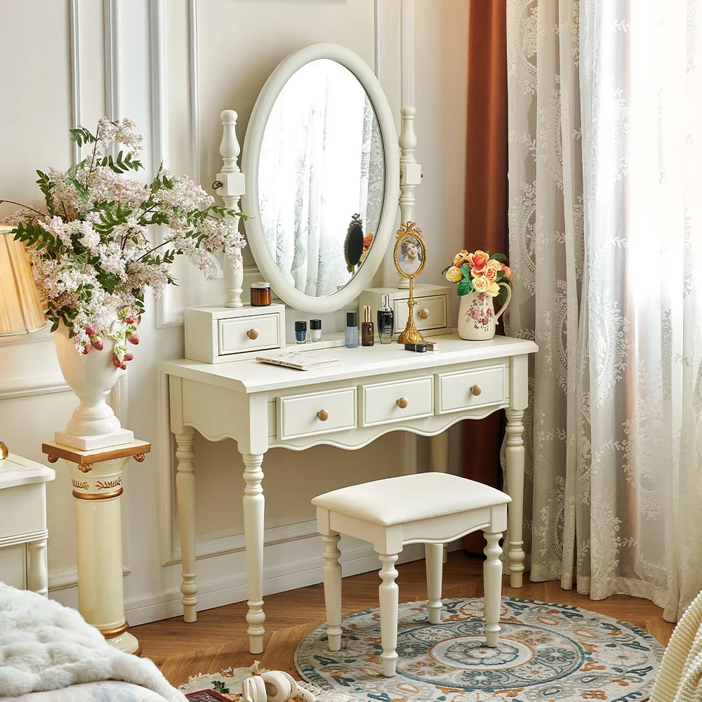 American dressing table with round mirror Master bedroom dressing table
American dressing table with round mirror Master bedroom dressing table