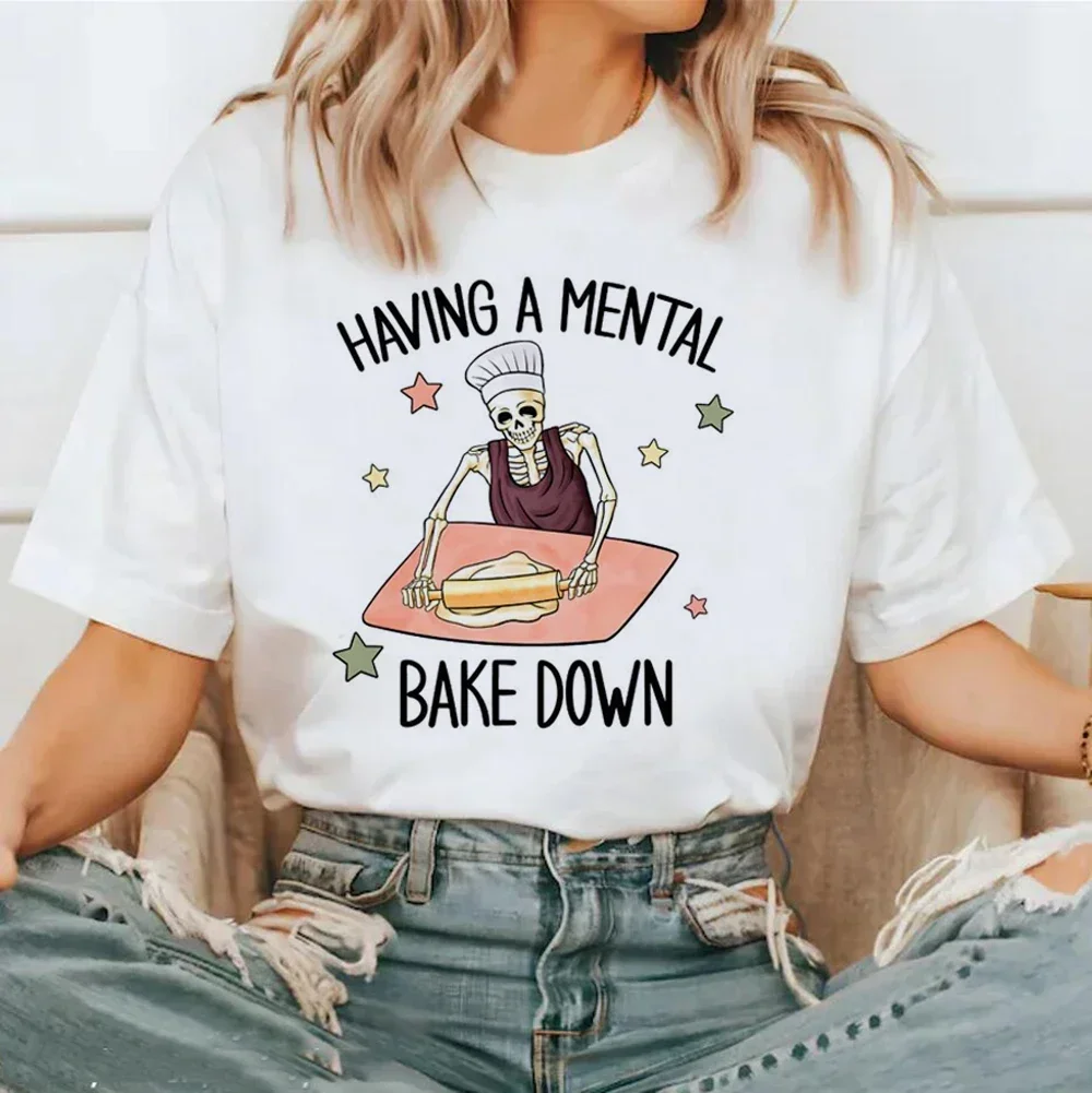 T-Shirt Funny Having A Mental Bake Down Skeleton Pattern Fashion Short Sleeve Cute T-Shirt Printed O-Neck Large Size T-Shirt
T-Shirt Funny Having A Mental Bake Down Skeleton Pattern Fashion Short Sleeve Cute T-Shirt Printed O-Neck Large Size T-Shirt