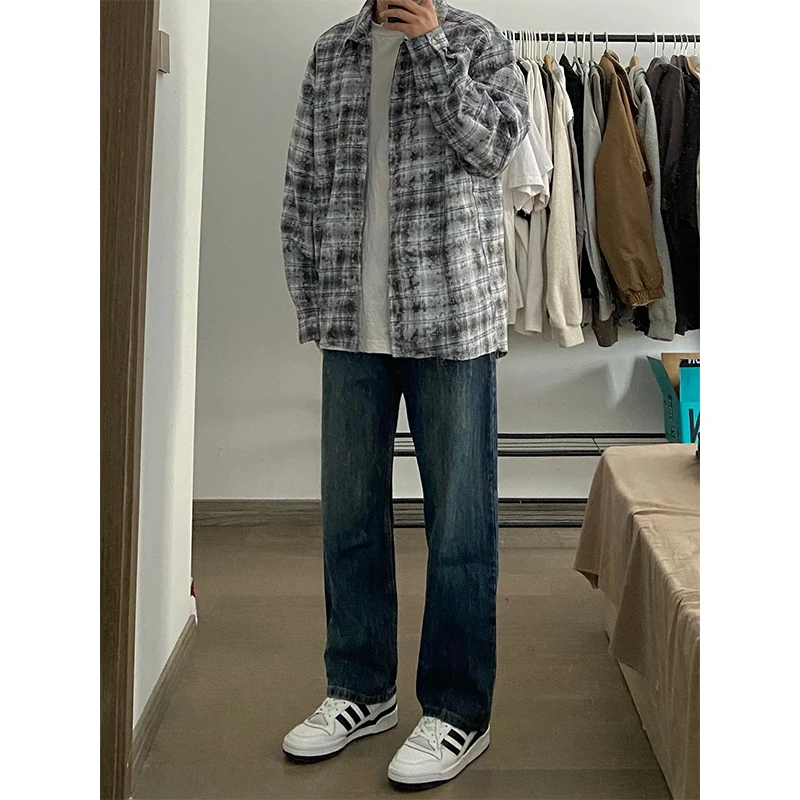 Tie-Dye Plaid Men's Long Sve irt Spring Autumn 2024 New Sle College Faion Cool Teenage Cheered Outerwear Coat
Tie-Dye Plaid Men's Long Sve irt Spring Autumn 2024 New Sle College Faion Cool Teenage Cheered Outerwear Coat
