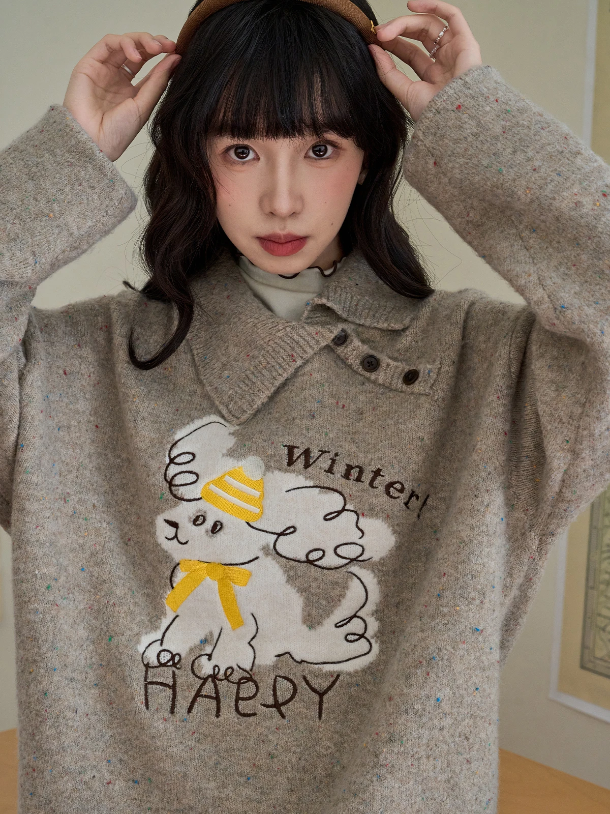 Loose Knitted Long Sve Embroidered Dog Collar Sweater for Women Winter New Sle Casual Comfortable Inner Wear Top
Loose Knitted Long Sve Embroidered Dog Collar Sweater for Women Winter New Sle Casual Comfortable Inner Wear Top
