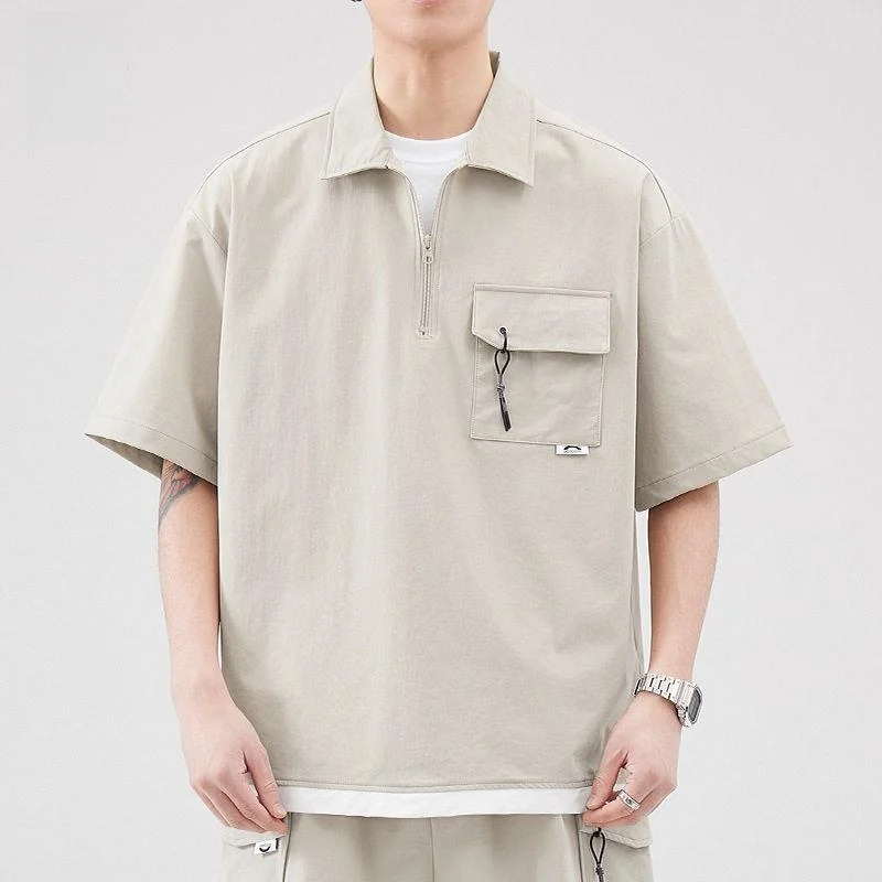 Loose Fit Summer Short Sleeve Half Zip Shirt Outdoor Casual Vintage Fake Two-Piece Shirt Men's Regular Length Inner Wear
Loose Fit Summer Short Sleeve Half Zip Shirt Outdoor Casual Vintage Fake Two-Piece Shirt Men's Regular Length Inner Wear