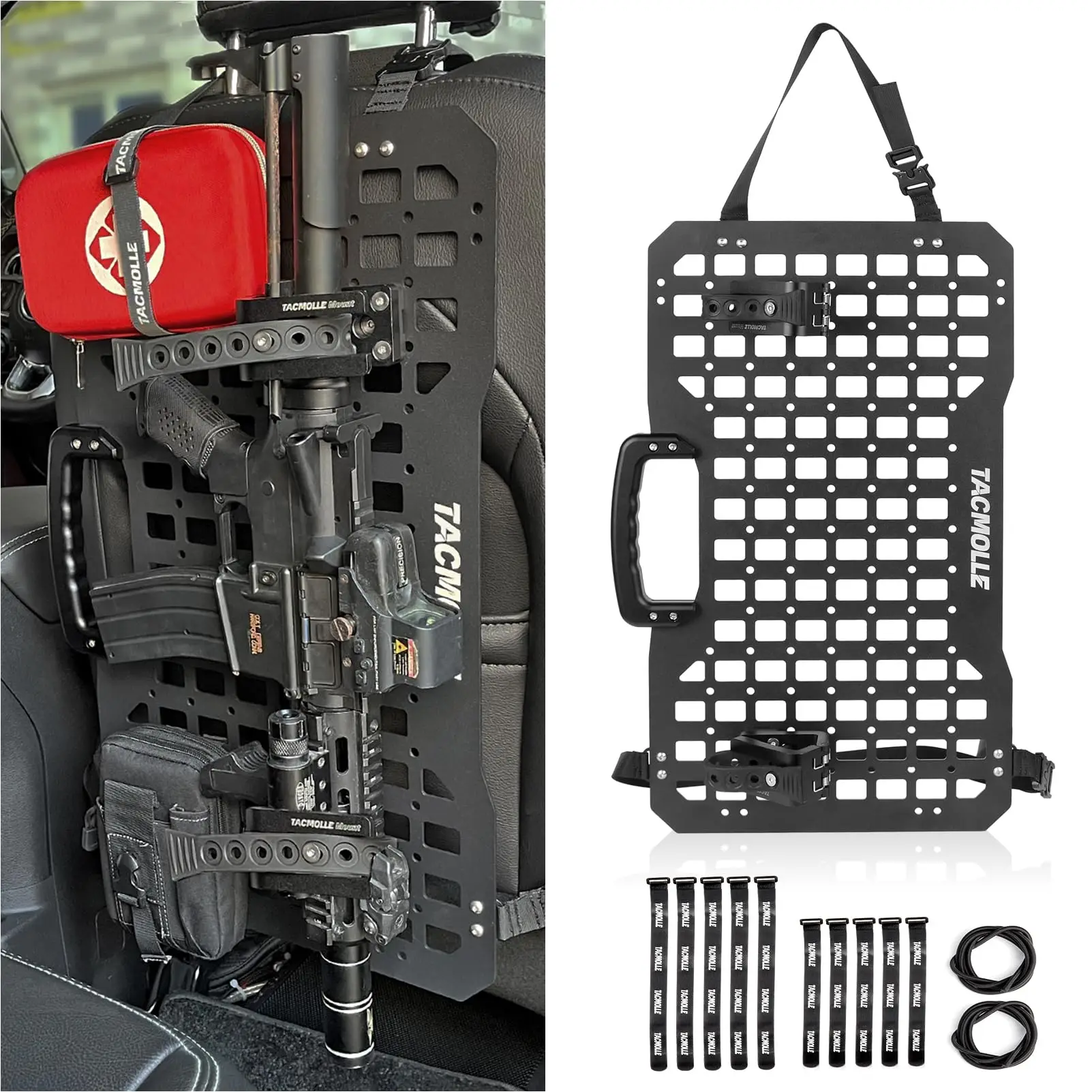 Universal Car Seat Back Organizer Portable Tactical Storage MOLLE Panel with 2pc Gun Racks Tool Holders For Most Vehicles
Universal Car Seat Back Organizer Portable Tactical Storage MOLLE Panel with 2pc Gun Racks Tool Holders For Most Vehicles