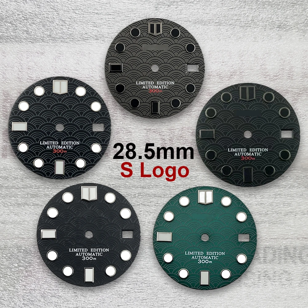 28.5mm S Logo Scale Dial Suitable For NH35/NH36/4R/7S Japanese Automatic Movement C3 Green Luminous Watch Accessories
28.5mm S Logo Scale Dial Suitable For NH35/NH36/4R/7S Japanese Automatic Movement C3 Green Luminous Watch Accessories
