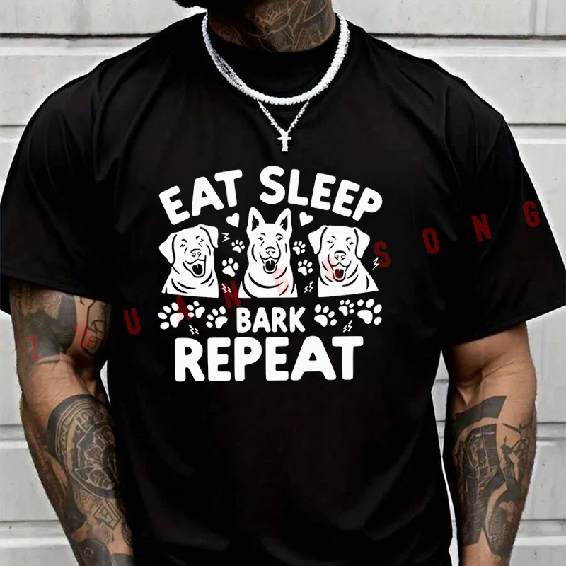 Summer Eat Sleep Bark Repeat T-Shirt For Riders Men's And Women's Fashion Casual High Quality Round Neck Tshirt Tee
Summer Eat Sleep Bark Repeat T-Shirt For Riders Men's And Women's Fashion Casual High Quality Round Neck Tshirt Tee