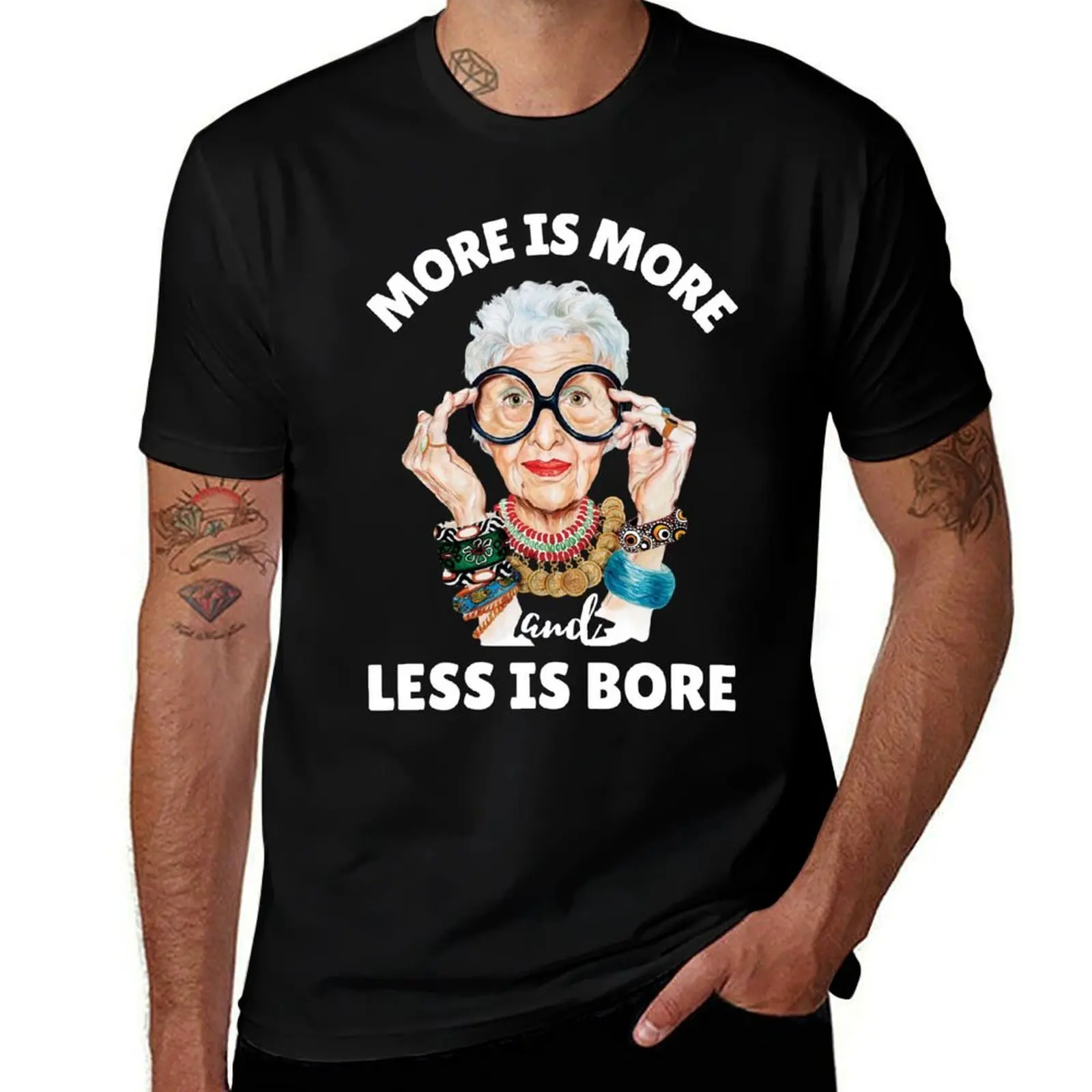 IRIS APFEL - More is more less is a bore T-Shirt printed t shirts for man T-Shirt
IRIS APFEL - More is more less is a bore T-Shirt printed t shirts for man T-Shirt