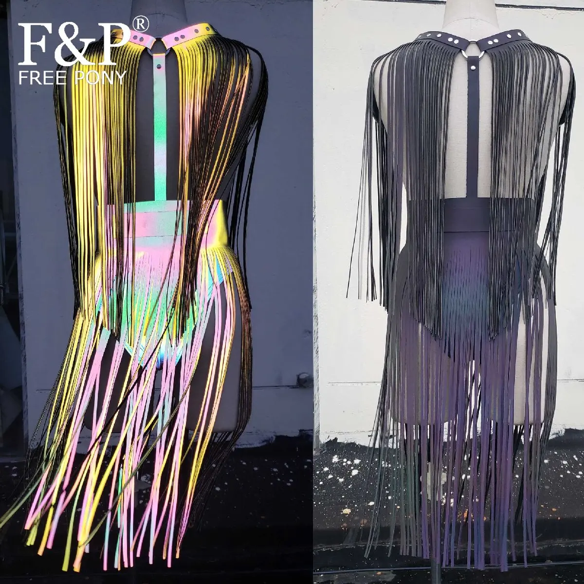 Rainbow Reflective Leather Fringe Shoulder Piece Harness Belt Midi Long Skirt Burning Man Festival Costume Rave Wear Clothes
Rainbow Reflective Leather Fringe Shoulder Piece Harness Belt Midi Long Skirt Burning Man Festival Costume Rave Wear Clothes