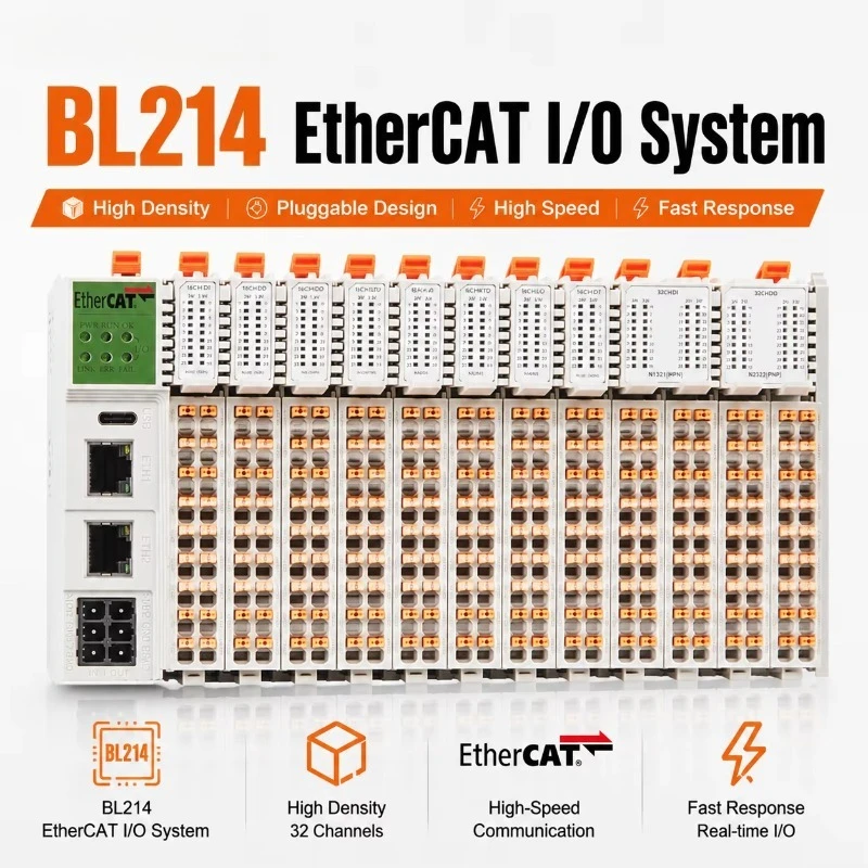BL214 EtherCAT 32CH Distributed IO Dual RJ45 Built-in Switch Line Topology Tool-Free Module Swap NTC PWM
BL214 EtherCAT 32CH Distributed IO Dual RJ45 Built-in Switch Line Topology Tool-Free Module Swap NTC PWM