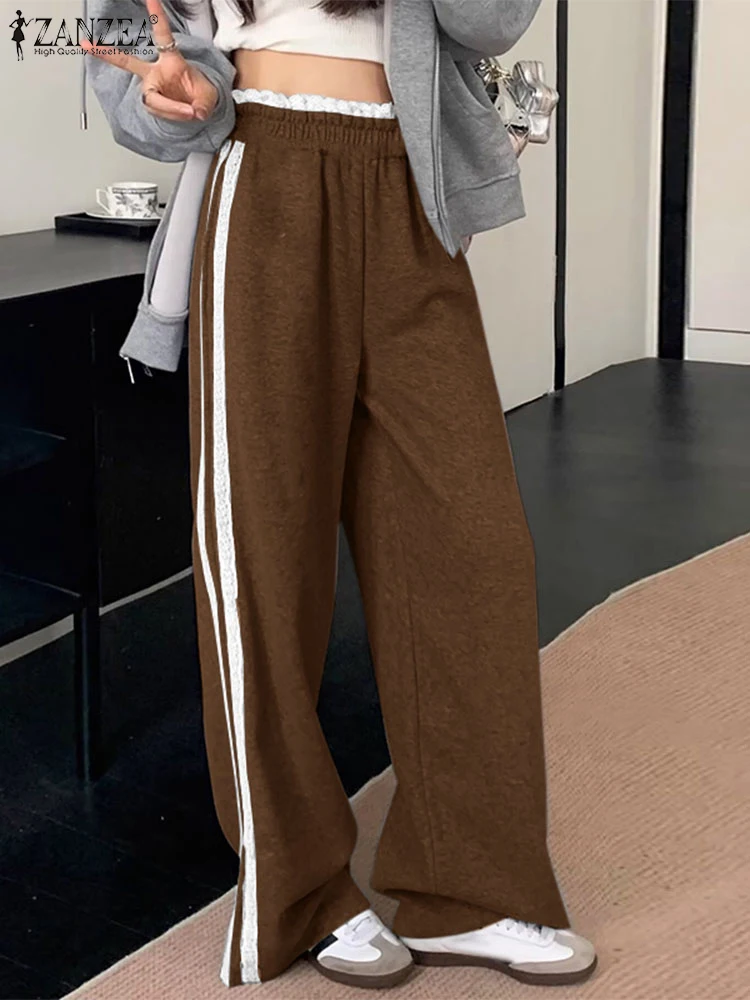 ZANZEA Korean Fashion Elastic Waist Wide Leg Pants Women Lace Panels Sporty Casual Loose Trousers Solid Color Pantalon 2025 New
ZANZEA Korean Fashion Elastic Waist Wide Leg Pants Women Lace Panels Sporty Casual Loose Trousers Solid Color Pantalon 2025 New