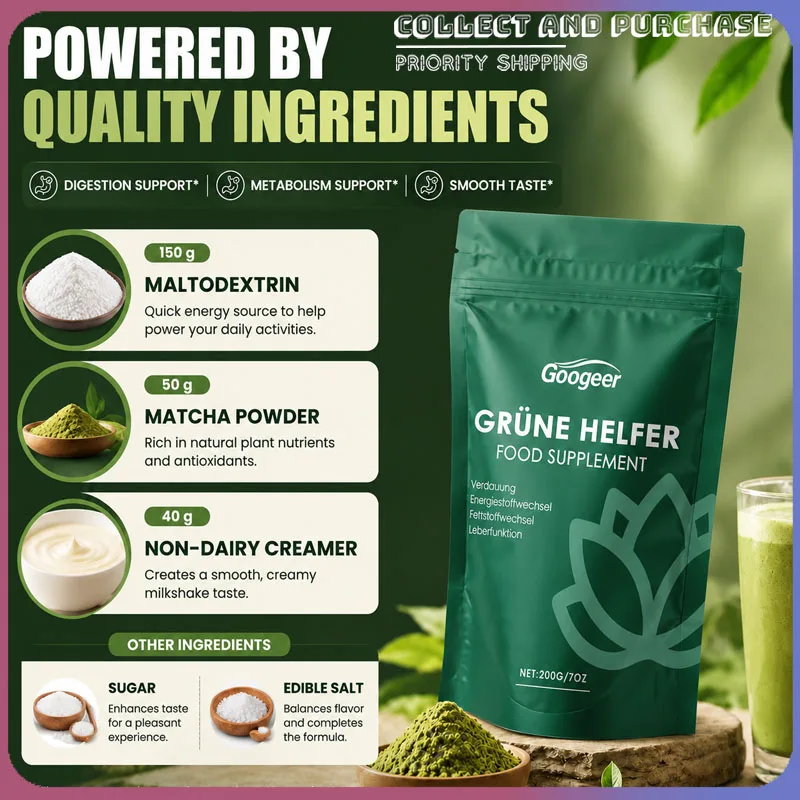 Googeer Grune Helfer 200g Digestive Milkshake Powder with Maltodextrin And Matcha - Daily Supports Digestion & Metabolism
Googeer Grune Helfer 200g Digestive Milkshake Powder with Maltodextrin And Matcha - Daily Supports Digestion & Metabolism