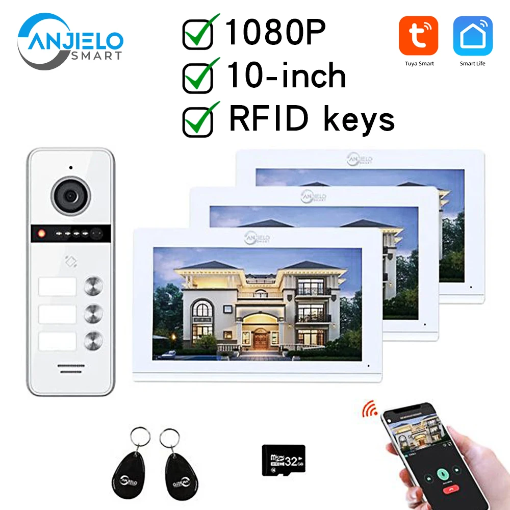 Wifi 1080P 10 Inch Video Phones Intercom System for Home Tuya Smart Residential Intercom Doorbell with 1/2/3 Call Buttons Bell
Wifi 1080P 10 Inch Video Phones Intercom System for Home Tuya Smart Residential Intercom Doorbell with 1/2/3 Call Buttons Bell