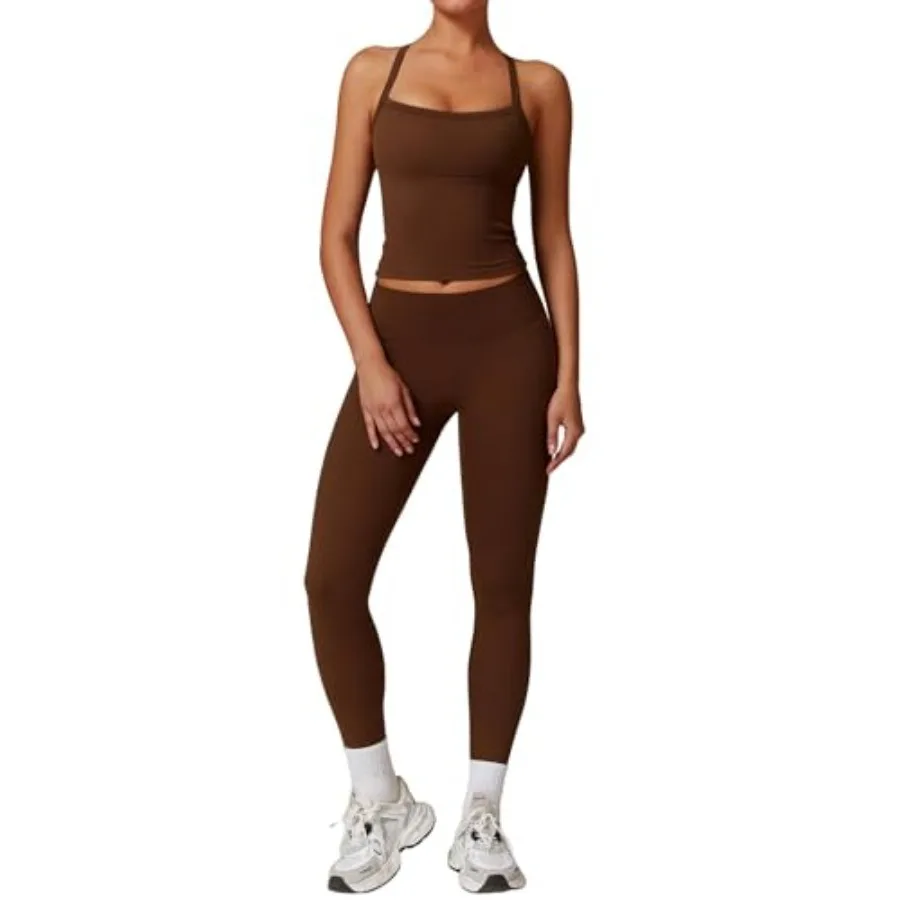 QBGJTD Womens Workout Sets Two Pcs Cross Back Tank Top Matching High Waist Leggings Sets Gym Outfits Work Out Clothes
QBGJTD Womens Workout Sets Two Pcs Cross Back Tank Top Matching High Waist Leggings Sets Gym Outfits Work Out Clothes