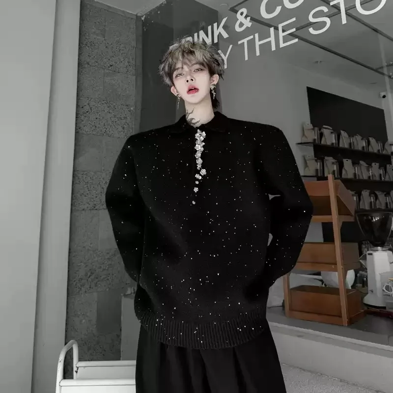 Turn-Down Collar Pullover Winter Sweater For Man Starry Sky Design Knitwear Lazy Sequin Patchwork Diamond Decorate
Turn-Down Collar Pullover Winter Sweater For Man Starry Sky Design Knitwear Lazy Sequin Patchwork Diamond Decorate