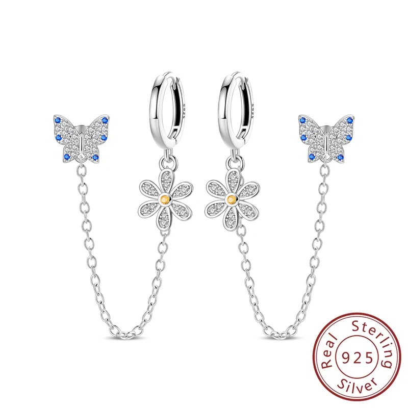 New 925 Sterling Silver Hoop Earring Blue Butterfly Love Flower Charms Stud Earrings For Woman Birthday Jewelry Anniversary Gift
New 925 Sterling Silver Hoop Earring Blue Butterfly Love Flower Charms Stud Earrings For Woman Birthday Jewelry Anniversary Gift