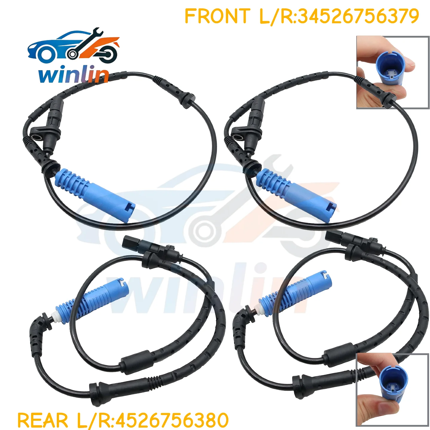Car parts 4PCS Front/Rear Axle Left/Right ABS Wheel Speed Sensor For BMW X5 E53 2000-2006 3Pin OEM 34526756379 34526756380
Car parts 4PCS Front/Rear Axle Left/Right ABS Wheel Speed Sensor For BMW X5 E53 2000-2006 3Pin OEM 34526756379 34526756380