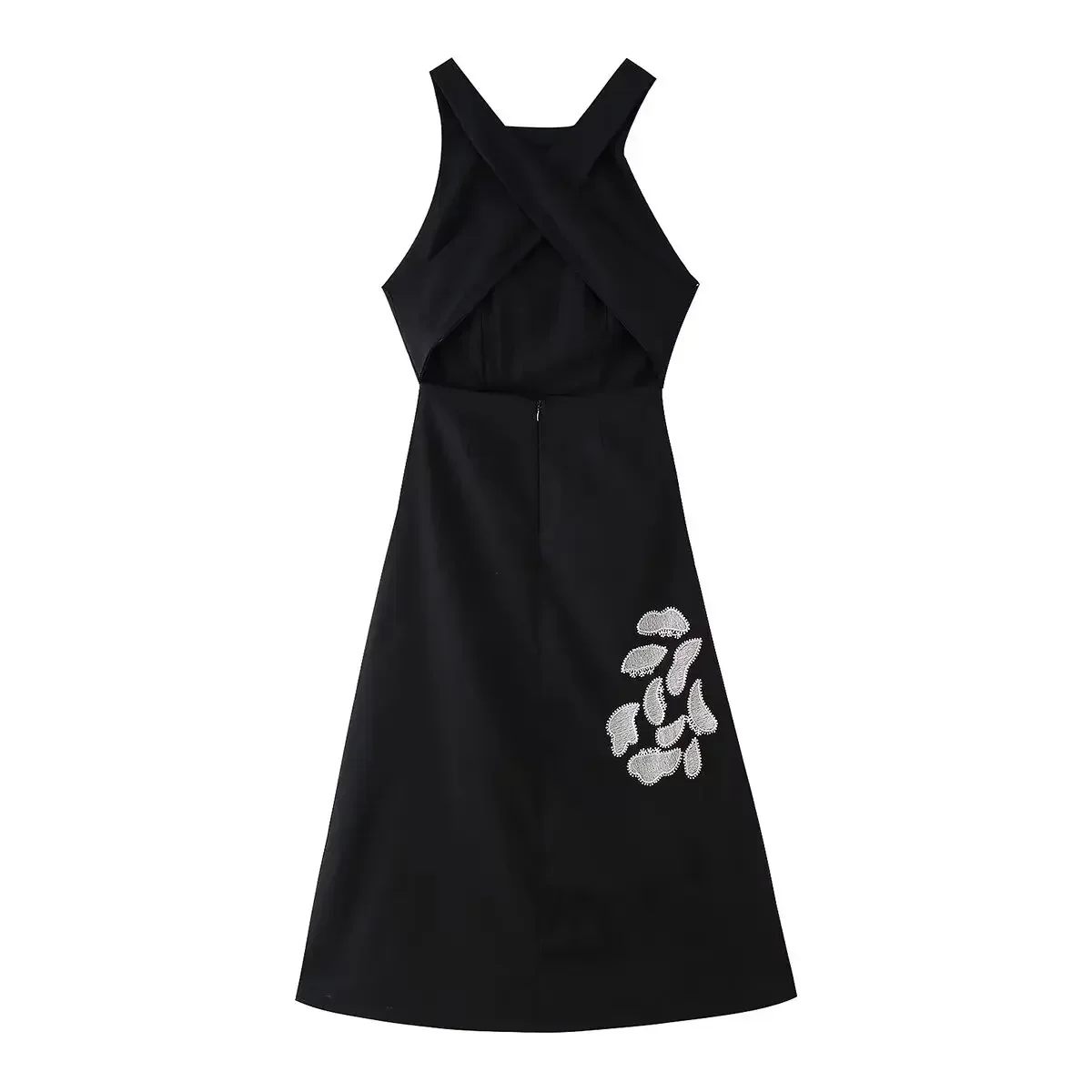 Women's New Chic Fashion Flower Embroidery Decoration Slim Fit Side Pocket Midi Dress Retro Open Back Zipper Women's Dress Mujer
Women's New Chic Fashion Flower Embroidery Decoration Slim Fit Side Pocket Midi Dress Retro Open Back Zipper Women's Dress Mujer