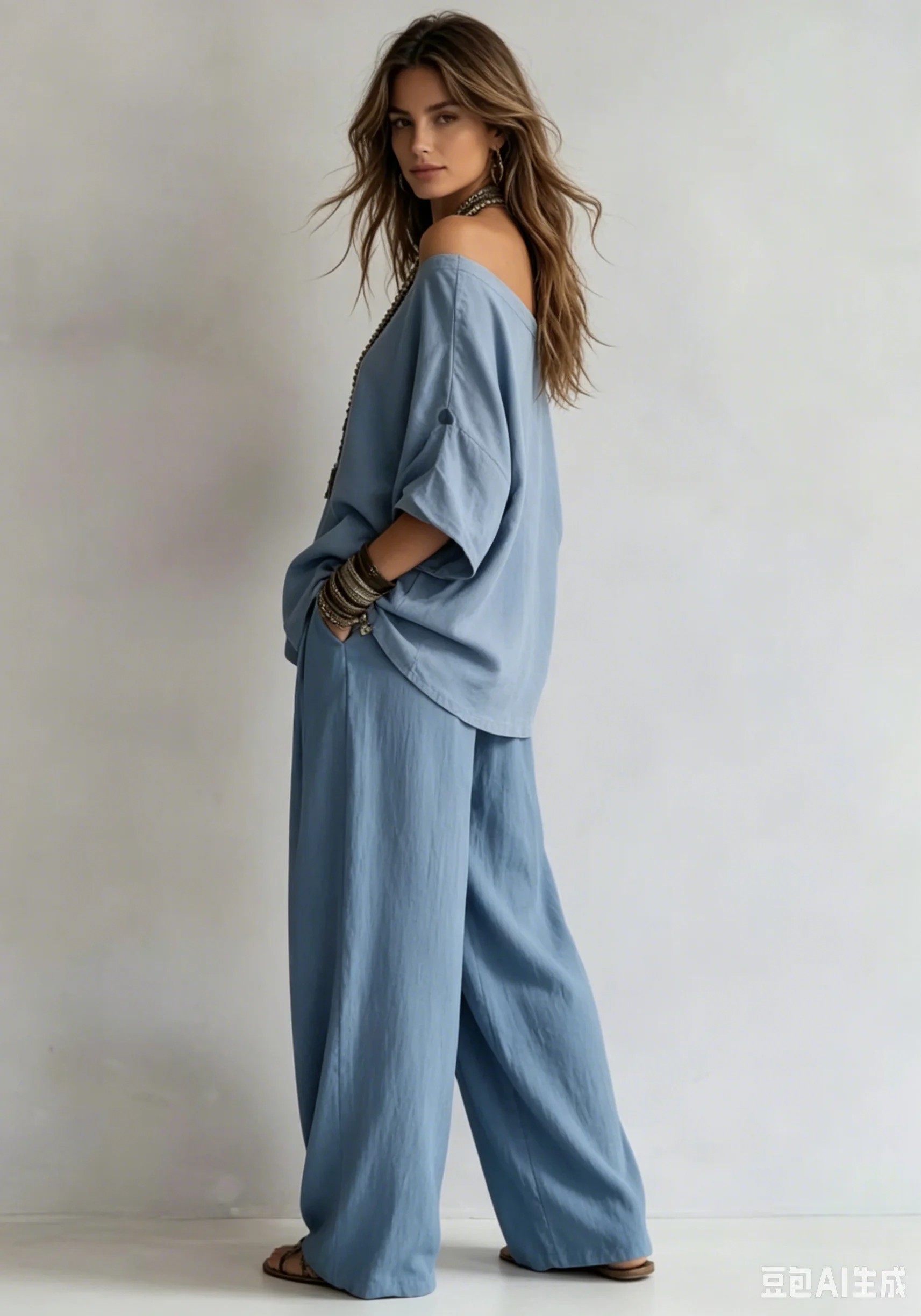 Fashion New V Neck 3/4 Sleeve Women Casual 2 Pieces Sets Spring Summer Elegant Loose Fitting Wide Leg Pockets Pants Female Suit
Fashion New V Neck 3/4 Sleeve Women Casual 2 Pieces Sets Spring Summer Elegant Loose Fitting Wide Leg Pockets Pants Female Suit
