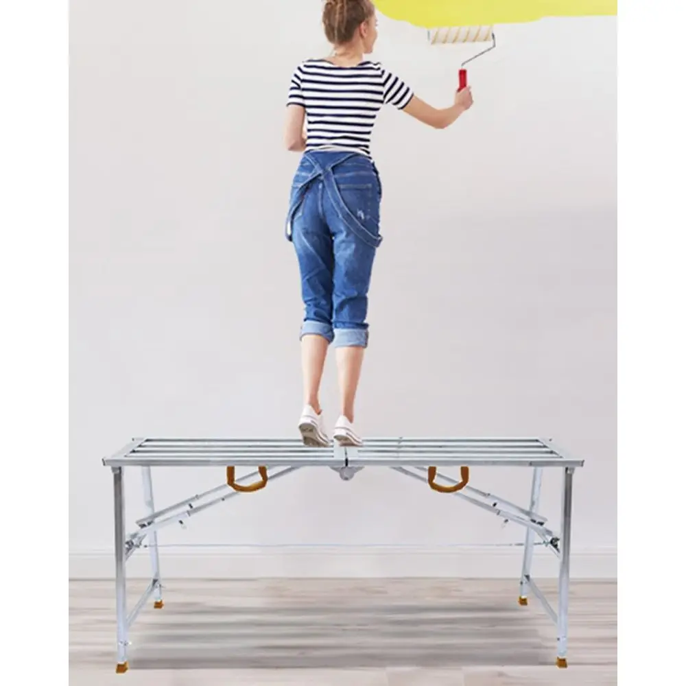 Adjustable Painting Scaffold Ladder with Folding Dry Bench and Metal Tray, Ideal for Mural Work, 140x40cm
Adjustable Painting Scaffold Ladder with Folding Dry Bench and Metal Tray, Ideal for Mural Work, 140x40cm