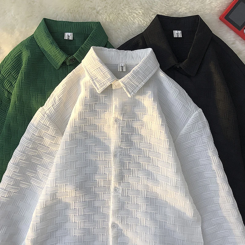 White Long Sve Men's irt Summer Thin Casual Loose Sle Hip Hop Outerwear Faionable Brand Pure Color Point Collar
White Long Sve Men's irt Summer Thin Casual Loose Sle Hip Hop Outerwear Faionable Brand Pure Color Point Collar