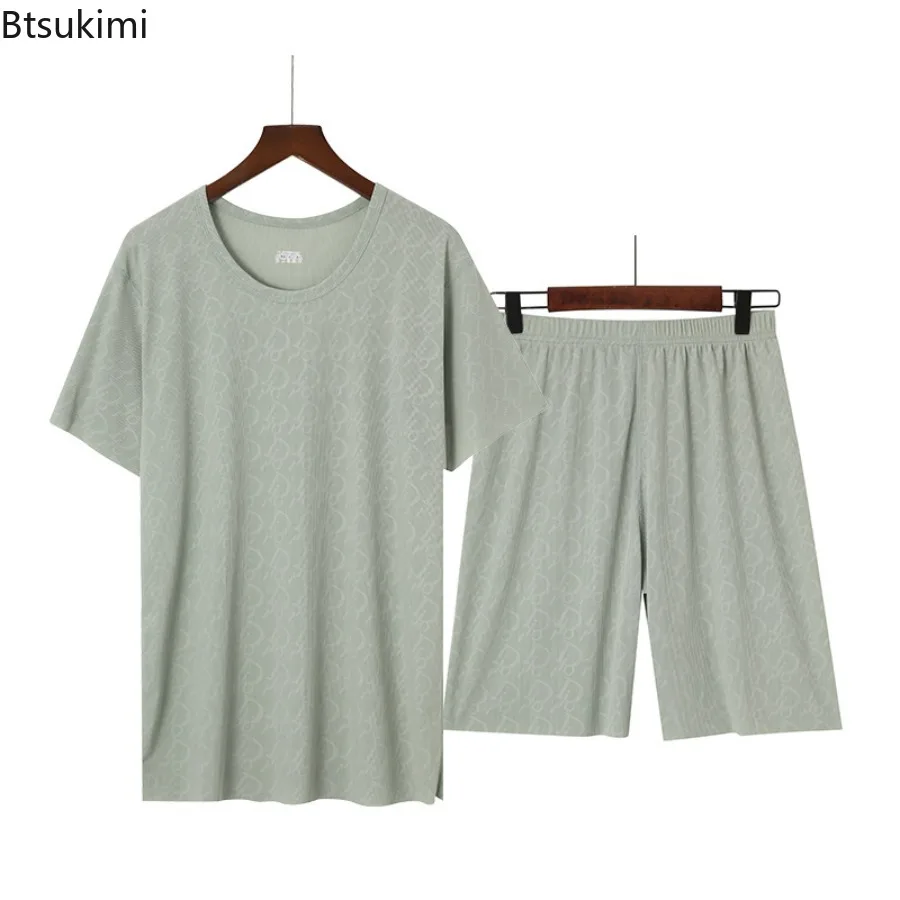 Men's Summer Pajamas Sets Thin Style Ice Silk Cozy Sleepwear Sets Round Neck Short Sleeve Tees and Shorts Sets Home Clothing 6XL
Men's Summer Pajamas Sets Thin Style Ice Silk Cozy Sleepwear Sets Round Neck Short Sleeve Tees and Shorts Sets Home Clothing 6XL