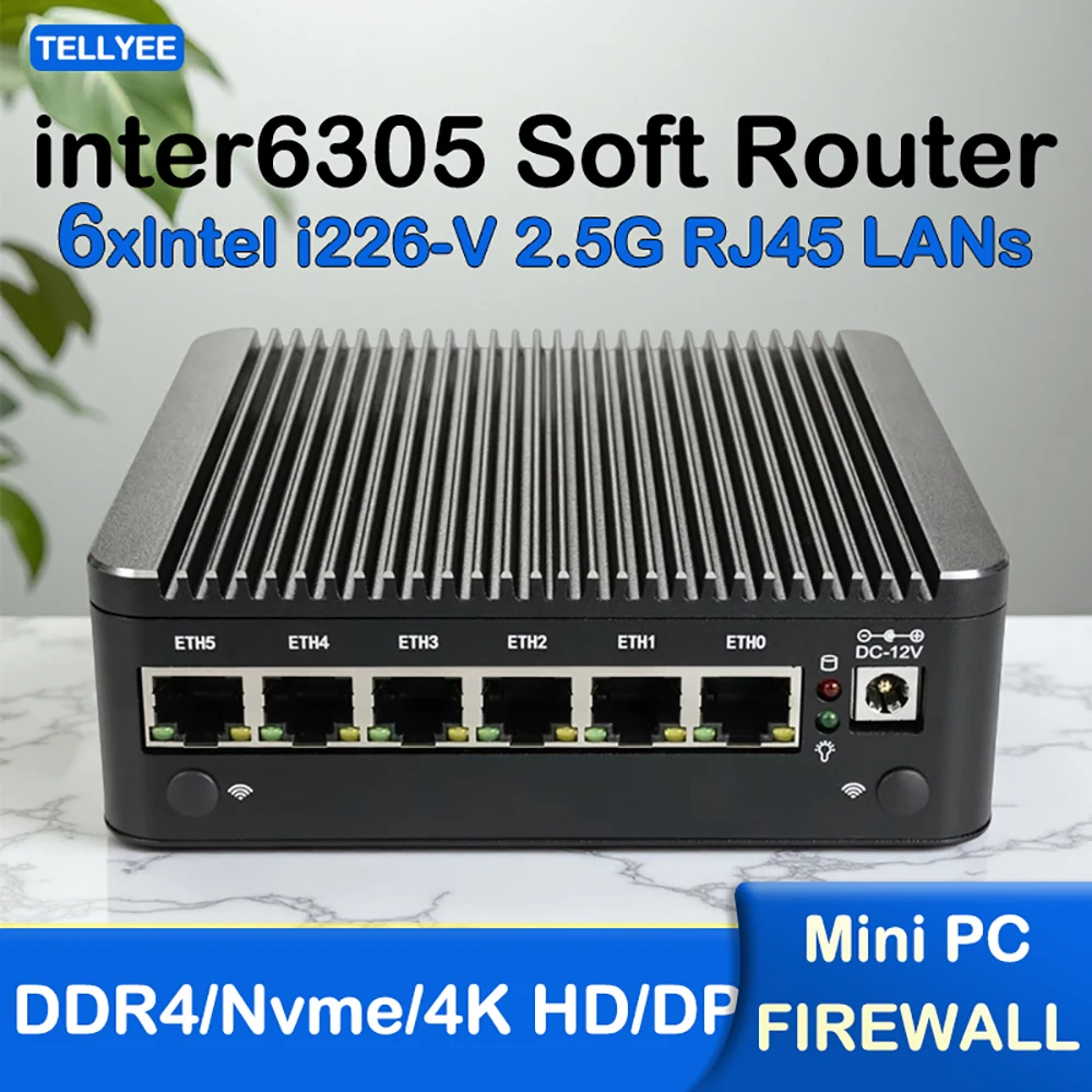 Программный маршрутизатор Intel 6305, 6 LAN I226V, 2,5G, безвентиляторный мини-ПК DDR4 NVMe HD Type-C, брандмауэр, мини-ПК OPNsense
Программный маршрутизатор Intel 6305, 6 LAN I226V, 2,5G, безвентиляторный мини-ПК DDR4 NVMe HD Type-C, брандмауэр, мини-ПК OPNsense