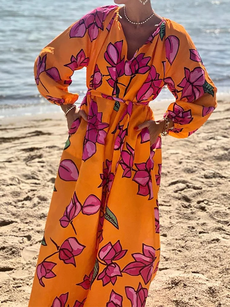 2024 Fashion Beach Style Loungewear Dress, Women Spring Summer Long Sleeve Maxi Dress, Loose V-Neck Pocket Elegant Ladies Dress
2024 Fashion Beach Style Loungewear Dress, Women Spring Summer Long Sleeve Maxi Dress, Loose V-Neck Pocket Elegant Ladies Dress