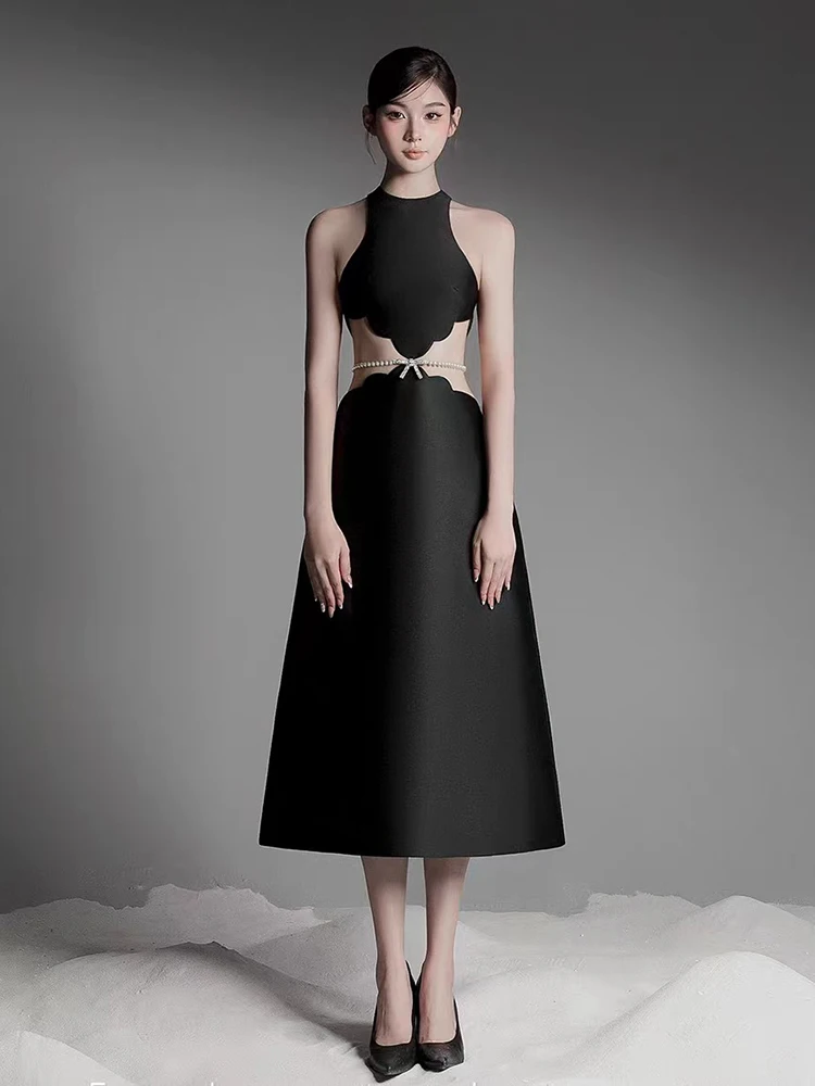 New Women's Solid Slimming Spliced Chain Midi Dresses for Women Round Neck Sleeveless Patchwork Hollow Out Dress Female Clothes
New Women's Solid Slimming Spliced Chain Midi Dresses for Women Round Neck Sleeveless Patchwork Hollow Out Dress Female Clothes