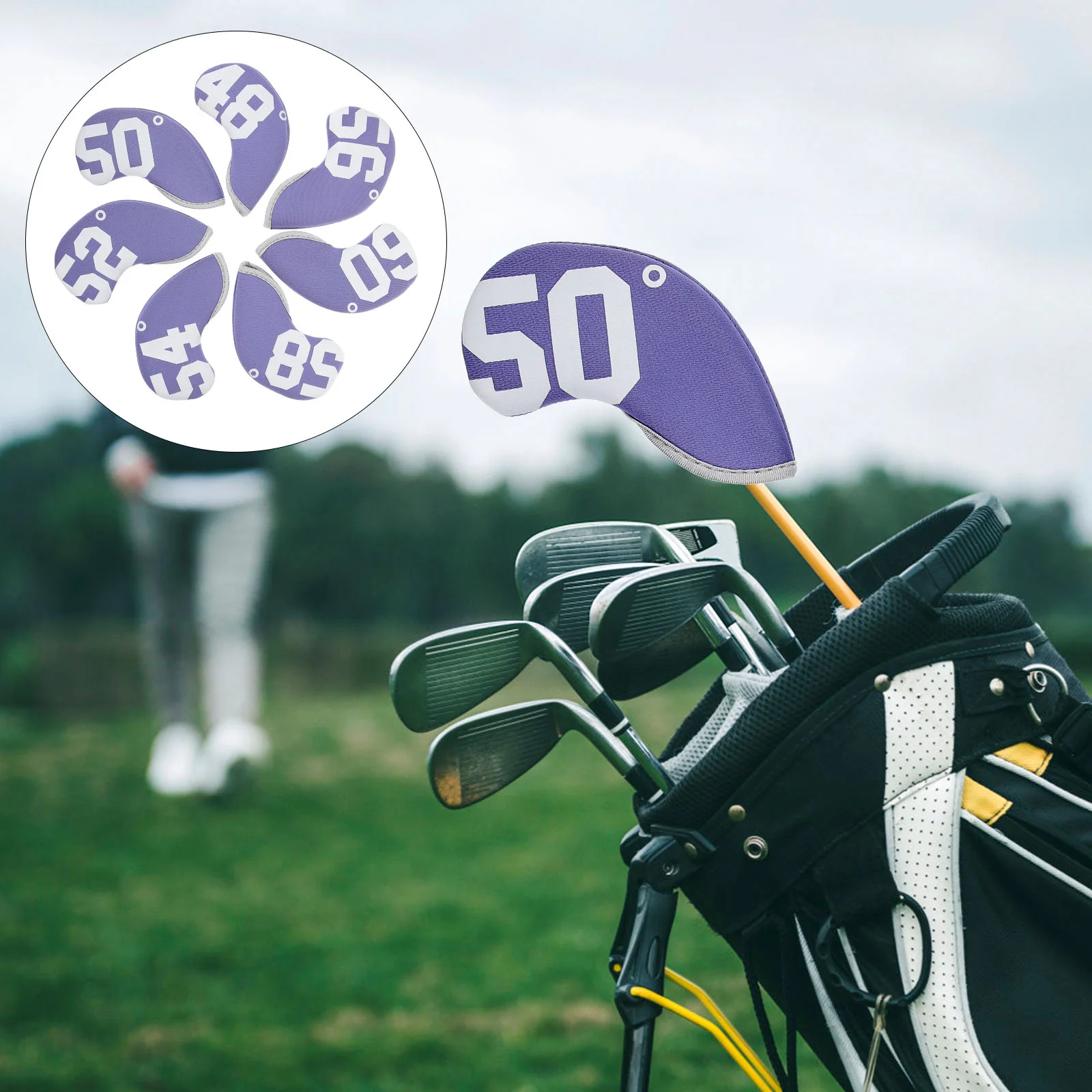 7 Pcs Club Head Protective Cover Golf Ball Golfs Rod Covers Dome Shaft Diving Fabric Iron Clubs Number Pattern Putter Protector
7 Pcs Club Head Protective Cover Golf Ball Golfs Rod Covers Dome Shaft Diving Fabric Iron Clubs Number Pattern Putter Protector