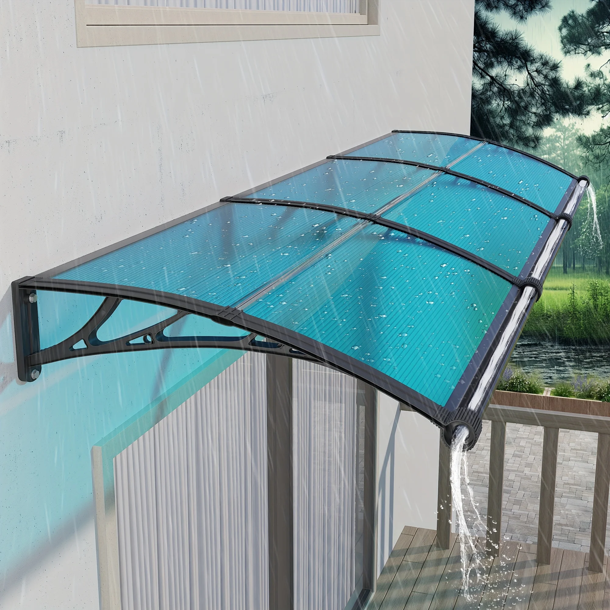 Window Awning Canopy for Door with Large Sink Grooves Outdoor Sun Cover UV Rain Snow Sunlight Protection Blue Board &Black Brack
Window Awning Canopy for Door with Large Sink Grooves Outdoor Sun Cover UV Rain Snow Sunlight Protection Blue Board &Black Brack
