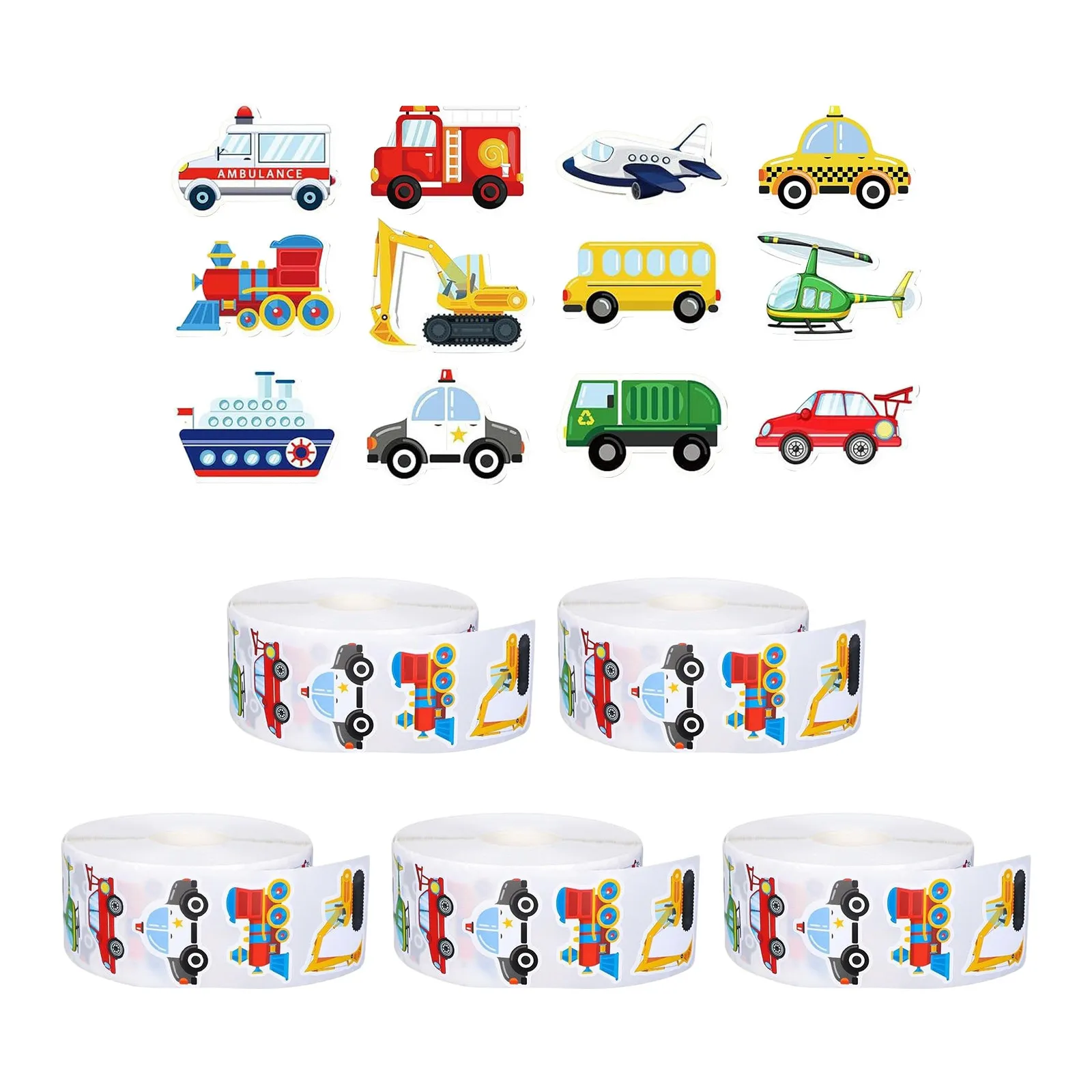 5 Rolls Transportation Stickers Assorted Car Bus Truck Airplane Vehicle Decals Self Adhesive for Classroom Scrapbooking Party
5 Rolls Transportation Stickers Assorted Car Bus Truck Airplane Vehicle Decals Self Adhesive for Classroom Scrapbooking Party