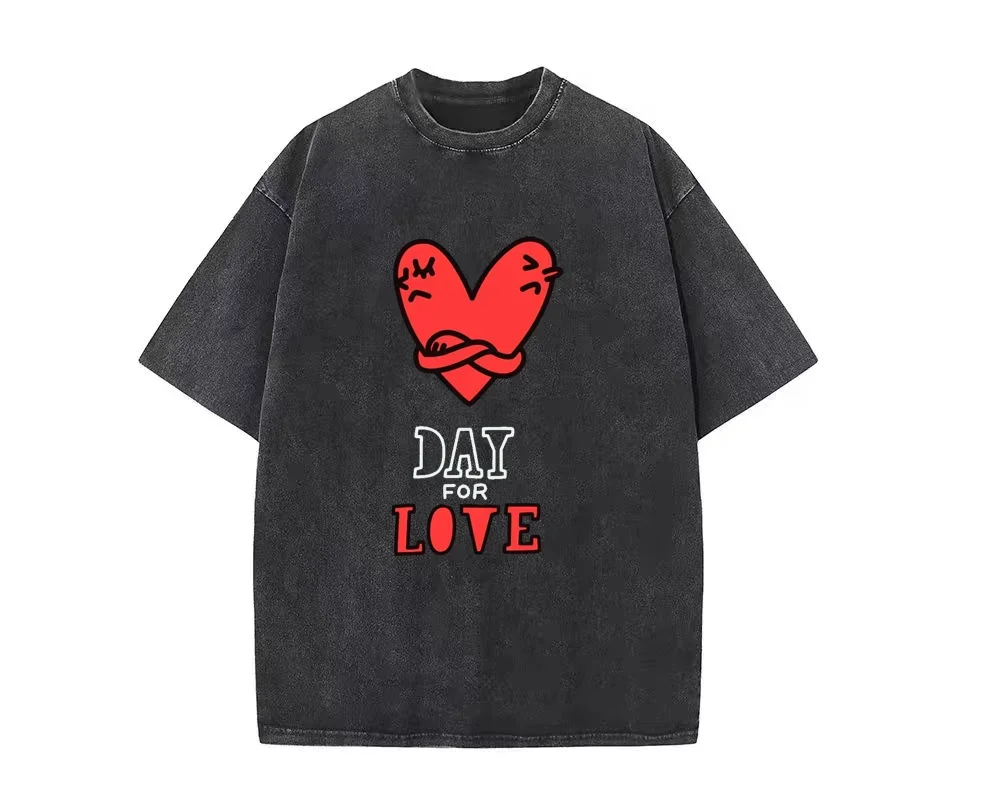 Funny love printed top,men's and women's clothing,washed cotton T-shirt,daily casual wear
Funny love printed top,men's and women's clothing,washed cotton T-shirt,daily casual wear