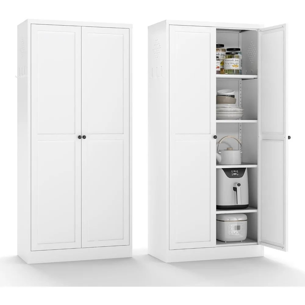 61" White Kitchen Pantry Cabinet with Adjustable Shelves and 2 Doors, Freestanding Assembly Required
61" White Kitchen Pantry Cabinet with Adjustable Shelves and 2 Doors, Freestanding Assembly Required