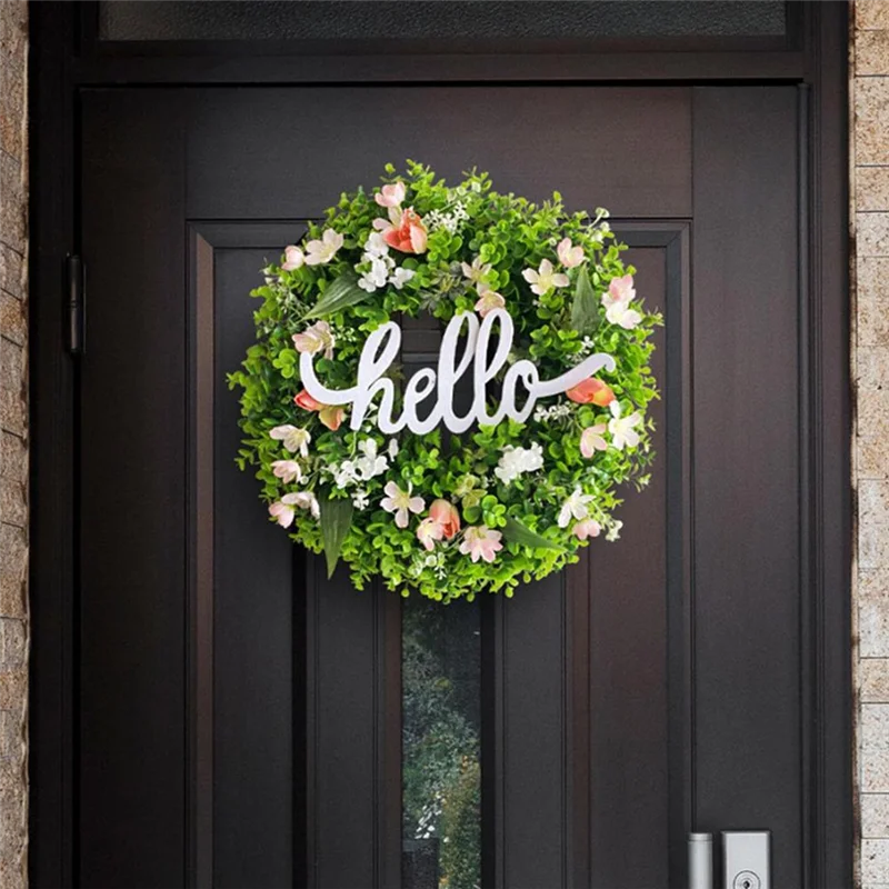 PORK-Alphabet Wreath Green Artificial Wreaths With Hello Sign Flower Wreath For Front Door Wall Window Festival Wreath
PORK-Alphabet Wreath Green Artificial Wreaths With Hello Sign Flower Wreath For Front Door Wall Window Festival Wreath