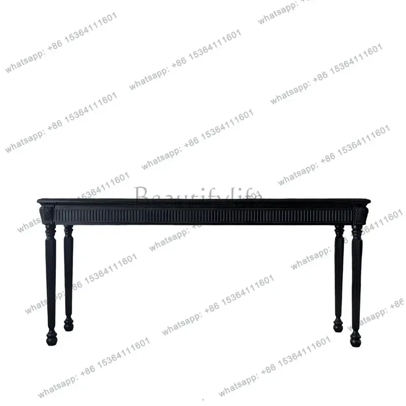 yj9 French retro old entrance table American solid wood black wall desk
yj9 French retro old entrance table American solid wood black wall desk