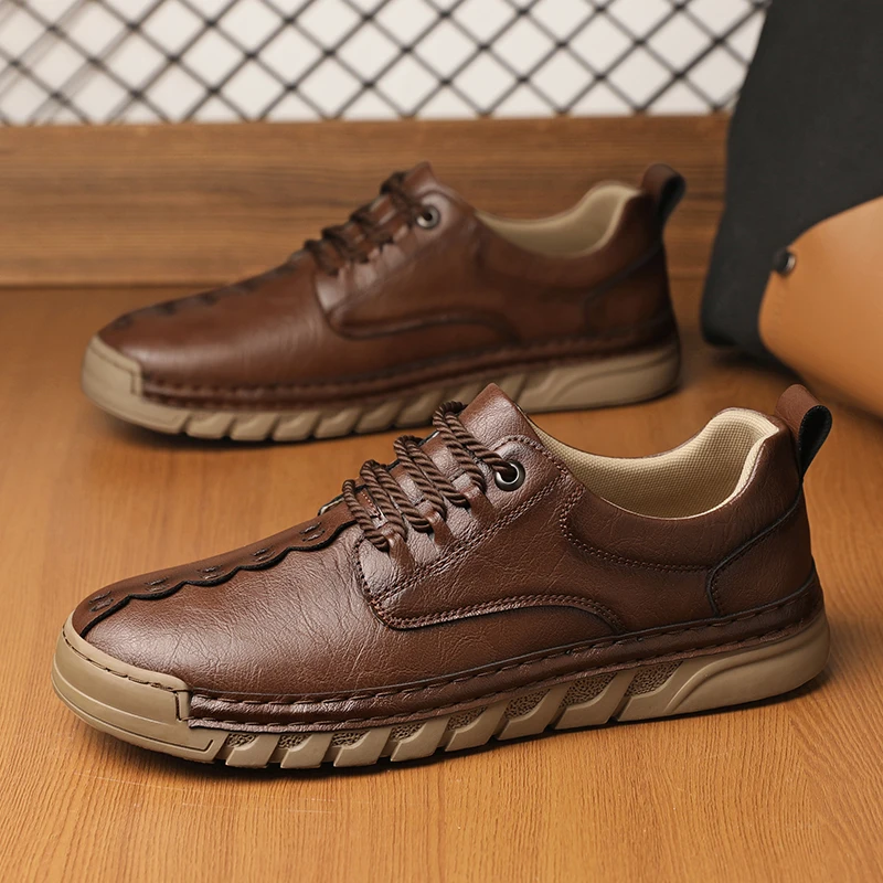 Новинка 2024, мужская повседневная обувь больших размеров, кожаные туфли на толстой подошве, сшитые вручную лоферы, модная мужская обувь
Новинка 2024, мужская повседневная обувь больших размеров, кожаные туфли на толстой подошве, сшитые вручную лоферы, модная мужская обувь