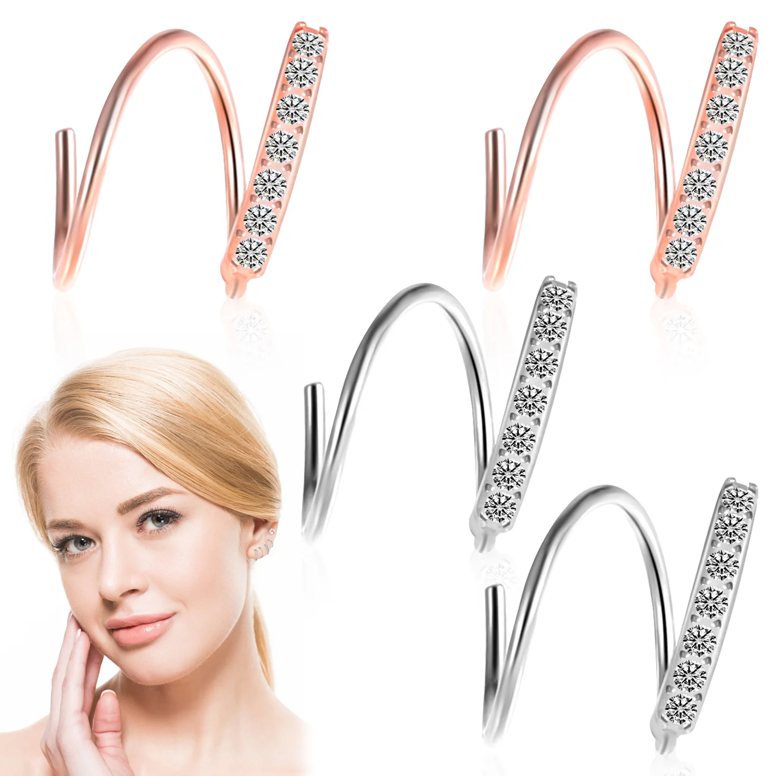 2 Pairs Zircon Inlaid Sterling Silver Delicate Earrings for Women Girls Spring Studs Gift Shiny Rhinestone Charms Safe Material
2 Pairs Zircon Inlaid Sterling Silver Delicate Earrings for Women Girls Spring Studs Gift Shiny Rhinestone Charms Safe Material
