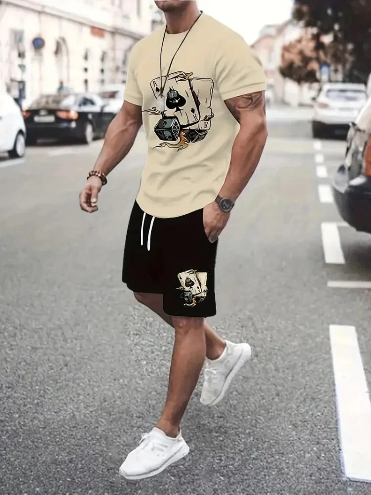 New Men's Summer Street Trendy Letter Printed Comfortable Breathable Round Neck T-shirt Shorts Set Outdoor High Street Clothing
New Men's Summer Street Trendy Letter Printed Comfortable Breathable Round Neck T-shirt Shorts Set Outdoor High Street Clothing