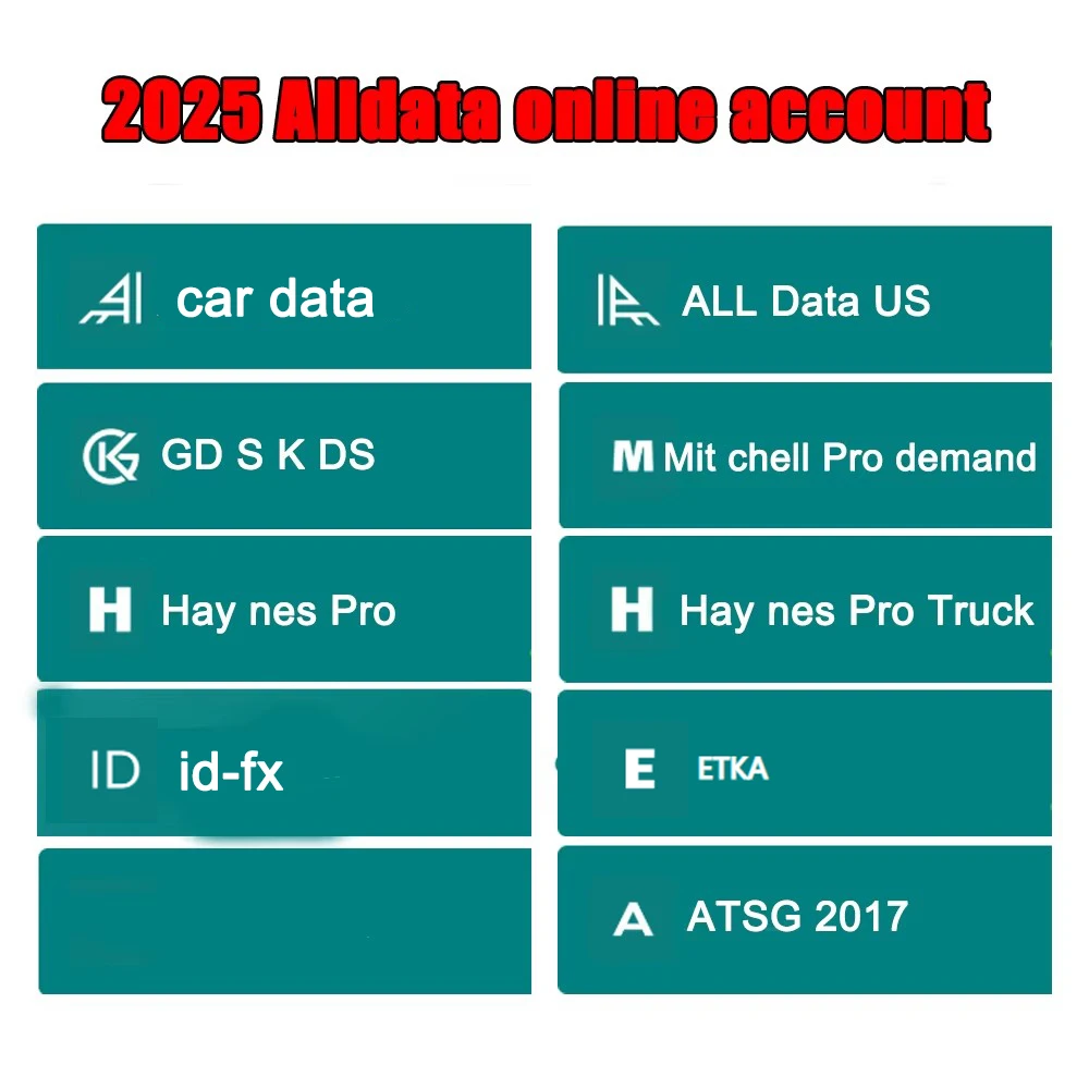 Программное обеспечение Alldata 2025 года, онлайн-автоматические данные Hay-nes Pro Mit-chell Iden-tifix, ремонт мастерской, диаграммы, обновление автоматического программного обеспечения
Программное обеспечение Alldata 2025 года, онлайн-автоматические данные Hay-nes Pro Mit-chell Iden-tifix, ремонт мастерской, диаграммы, обновление автоматического программного обеспечения